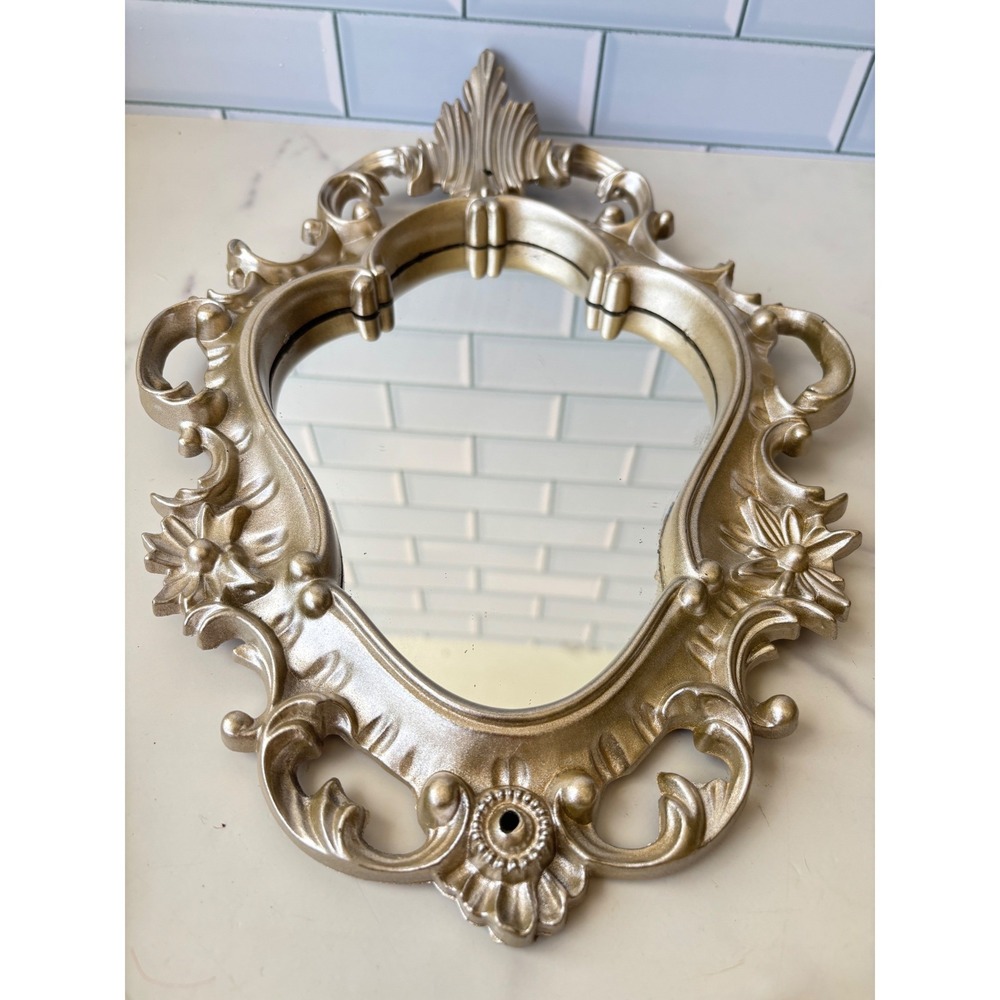 Vintage WH Silver Ornate Wall Mirror Hollywood Regency Baroque  Hong Kong